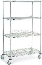 Nexel Chrome Wire Shelf Truck, 48x24x80 1200 Pound Capacity with Brakes