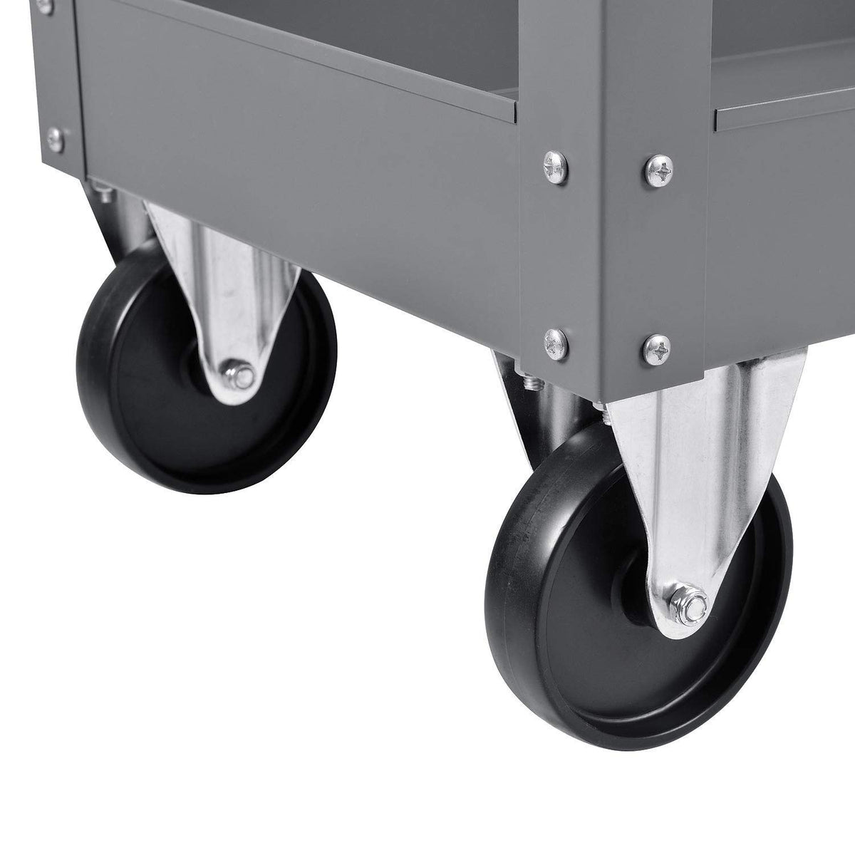 2 Shelf Deep Tray Steel Stock Cart by Global Industrial – 3"L x 16"W x 32"H, 12-Gauge Steel, Gray, Model 988837