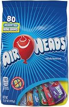 Air Heads Assorted Fruit Flavors Minis Bars Fun Taffy Candy, 80 count per pack -- 4 per case.