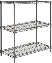 HUBERT Wire Shelving with 3 Shelves Flint Colored Metal - 30" L x 14" W x 36" H