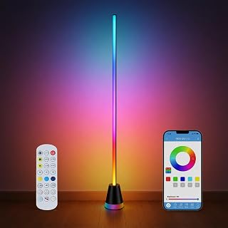 RGB+IC Corner Floor Lamp, Smart Bluetooth Ambient Mood Light | Music sync, 16 million colors, 85+ dynamic scene modes, tool-free snap-in assembly, for gaming room bedroom