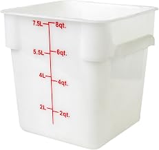 Thunder Group PLSFT008PP Food Storage Container, 8 Quart, Square, Scratch & Break Resistant, -40° to 210° F Temperature Range, Polypropylene, White, NSF, Pack of 6