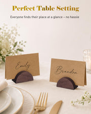 Uniclife Wooden Place Card Holders, 24 Piece Set, Brown