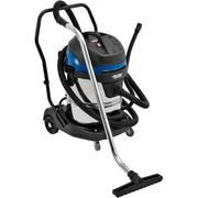 Wet Dry Vacuum by Global Industrial – 22"L x 21"W x 37"H, 16.0 gallons, Stainless Steel/Plastic, Stainless/Black/Blue, Model BJ141-1200-60