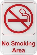 Winco 6" x 9" White No Smoking Area Sign