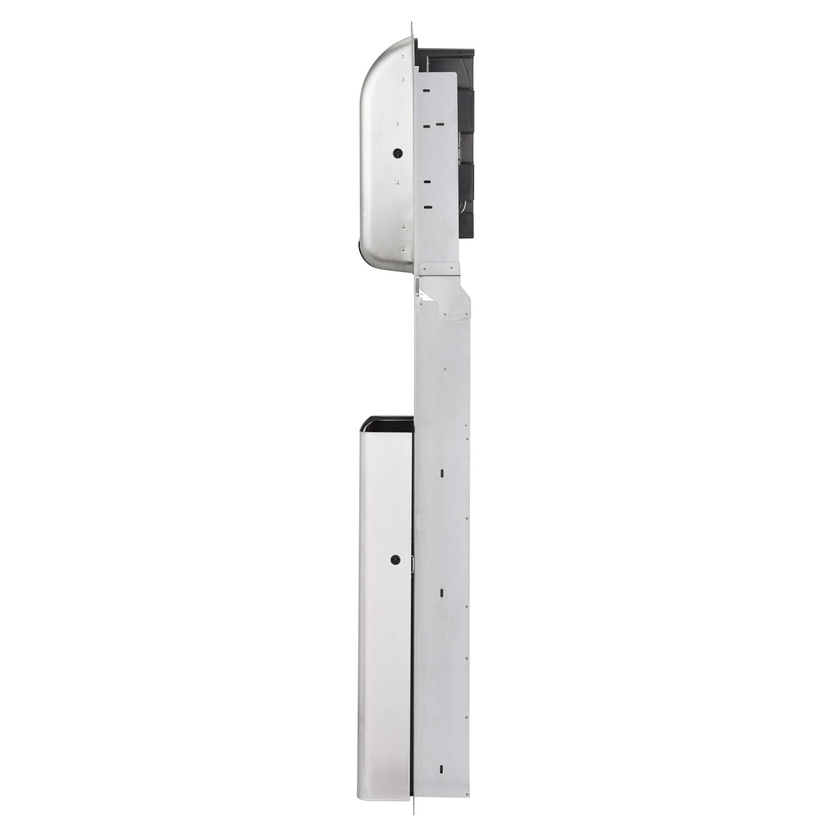 Recessed Trash Receptacle for 16" Cavities by GP PRO (Georgia-Pacific) – 17.2" L x 7.75" W x 56" H, 12.0 gallons, Stainless Steel, Model 59491