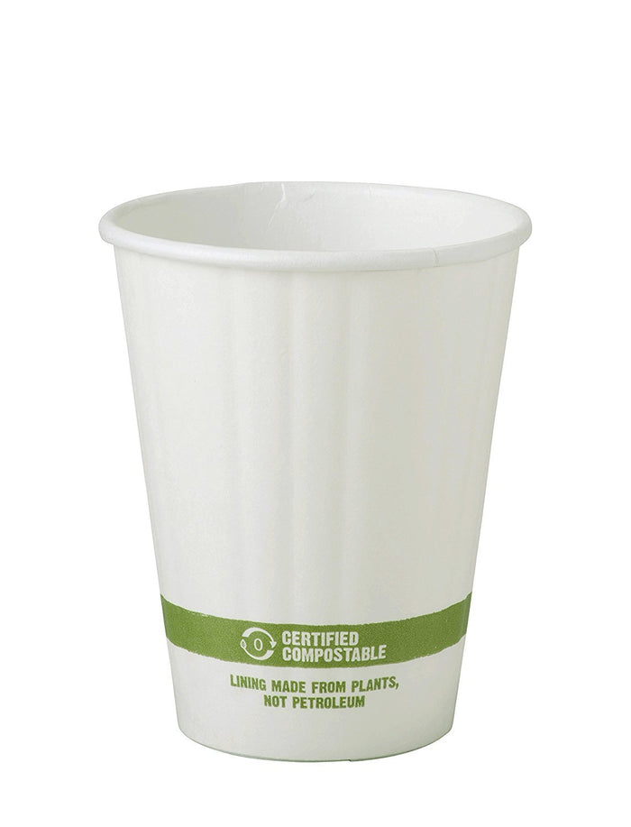 100% Compostable Cups by World Centric, Made from FSC Mix Paper, Hot Cups, 8 oz, White (Pack of 1000)