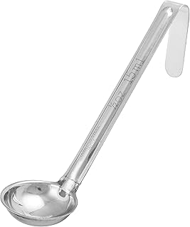 Winco 1/2 oz Red Stainless Steel Ladle | Dishwasher safe, Portion control, Heavy-duty, Curved handle, Great for Soups, Sauces, Stews and Buffet Service