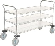 Chrome Wire Shelf Instrument Cart, 3 Shelves, 1200 Lb. Cap.