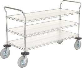 Chrome Wire Shelf Instrument Cart, 3 Shelves, 1200 Lb. Cap.