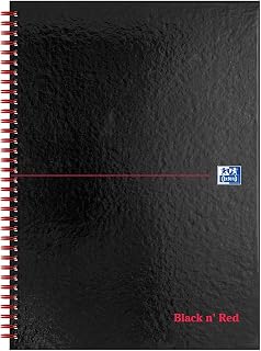 Oxford Black n' Red, A4 Notebook Hardcover, Glossy, Wirebound, Squared, 1 Notebook