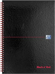 Black n' Red Oxford Ruled A-Z Wirebound Hardback A4 Notebook, 140 Pages,Black/Red