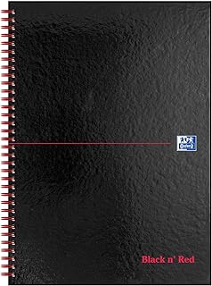 Black n' Red Oxford Ruled A-Z Wirebound Hardback A4 Notebook, 140 Pages,Black/Red