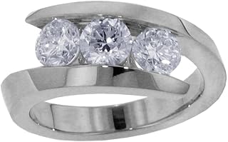 1.00 CT TW 3-Stone Channel Set Anniversary Wedding Ring in 14k White Gold (F-G color, VS2-SI1 clarity)