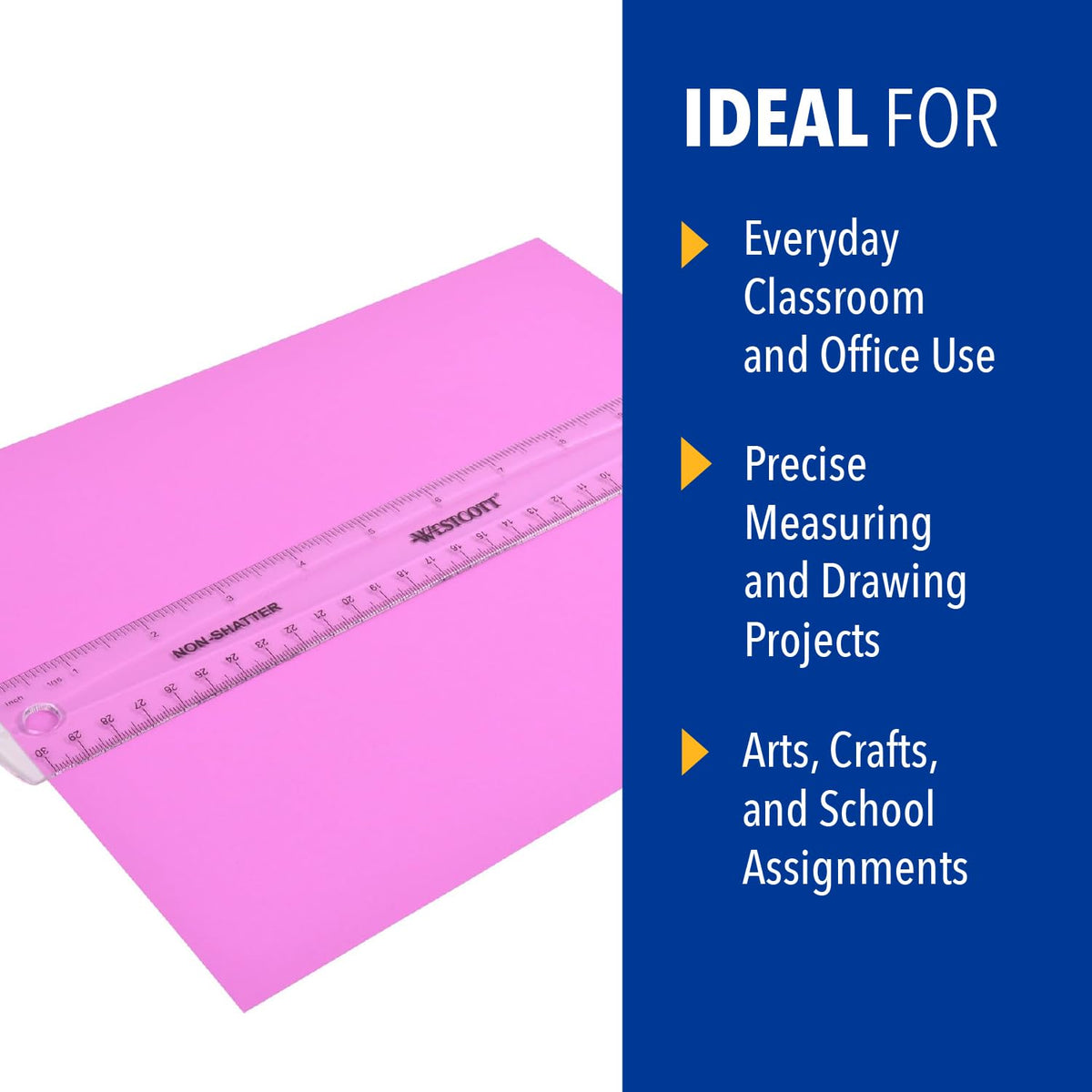 Shatterproof Ruler by Westcott – SINGLE, Plastic, Clear, Model 13862