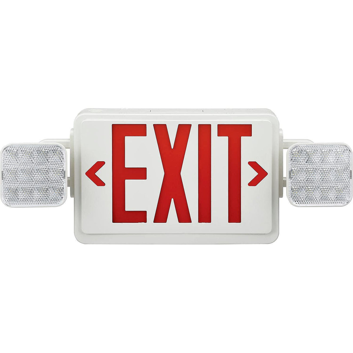 Combo LED Emergency Exit Sign by Global Industrial – 2.95"L x 8.4"W x 8"H, Plastic, Red, Model JLEC2RW