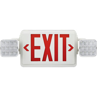 Combo LED Emergency Exit Sign by Global Industrial – 2.95"L x 8.4"W x 8"H, Plastic, Red, Model JLEC2RW