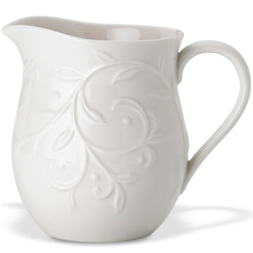 Opal Innocence Carved Creamer by Lenox – 14 Ounces, White Porcelain, White, Model 806660