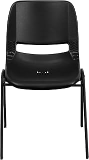 Flash Furniture Hercules Kids 12 in Ergonomic Stack Chair, Black | Black Frame, Ergonomic, Shell Seat, 440 LBS. Weight Capacity