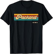 Vintage Sunset Stripes Packard, Iowa T-Shirt