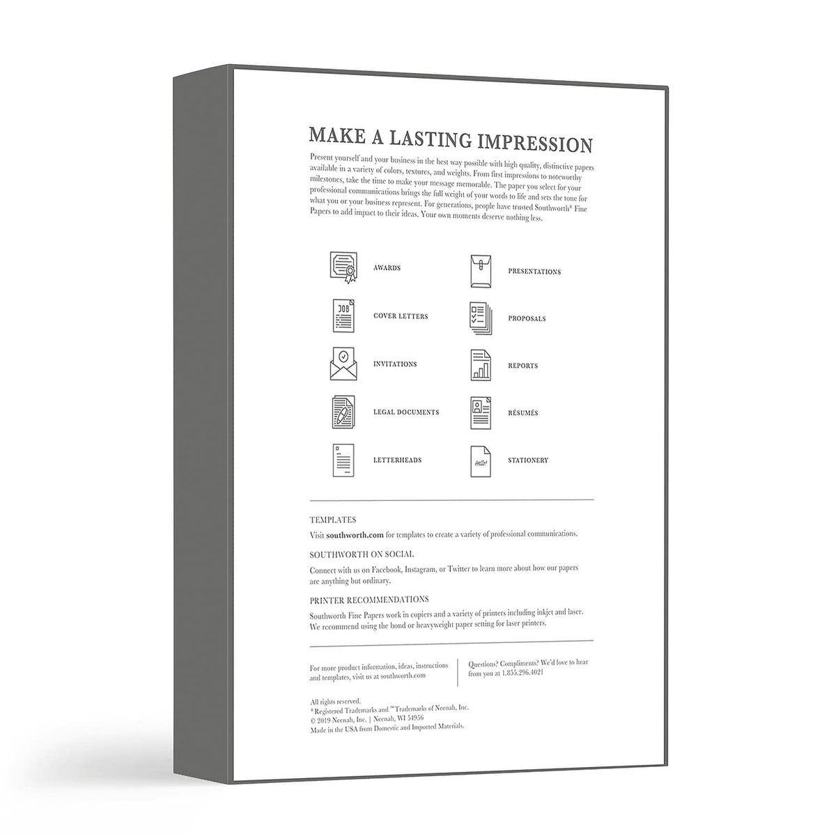 SOU3162010 - Quality Bond 1 Sulphite Paper by Southworth – Letter, White