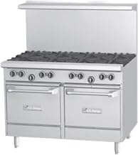 Garland U48-4G24RS U Series 48" Gas Restaurant Range with (4) 32,000 BTU Open Burners, 24" Griddle, (1) Standard Oven & (1) Storage Base
