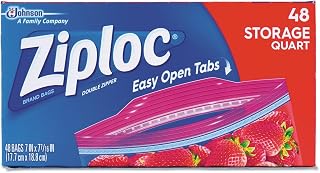 Ziploc Easy Open, Storage Quart 48 Count (Pack of 12)