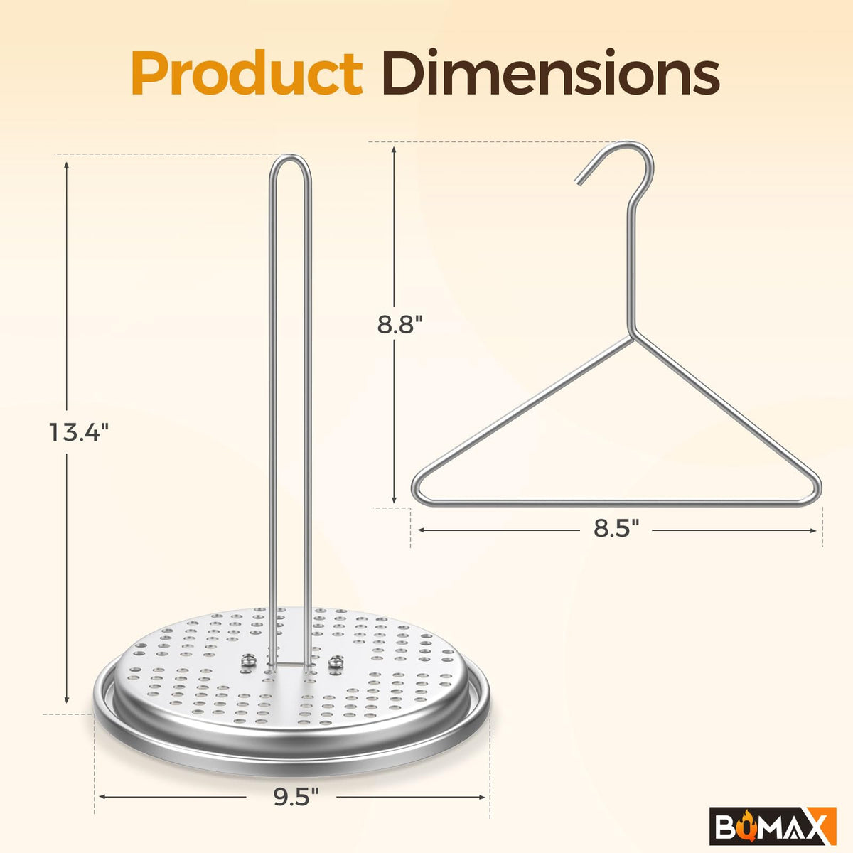 BQMAX Turkey Fryer Rack Kit, Stainless Steel, Silver