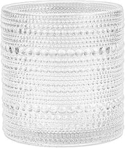 Fortessa Jupiter Beaded Hobnail Glass, 14 Ounce Triple Old Fashioned (Set of 6), Clear
