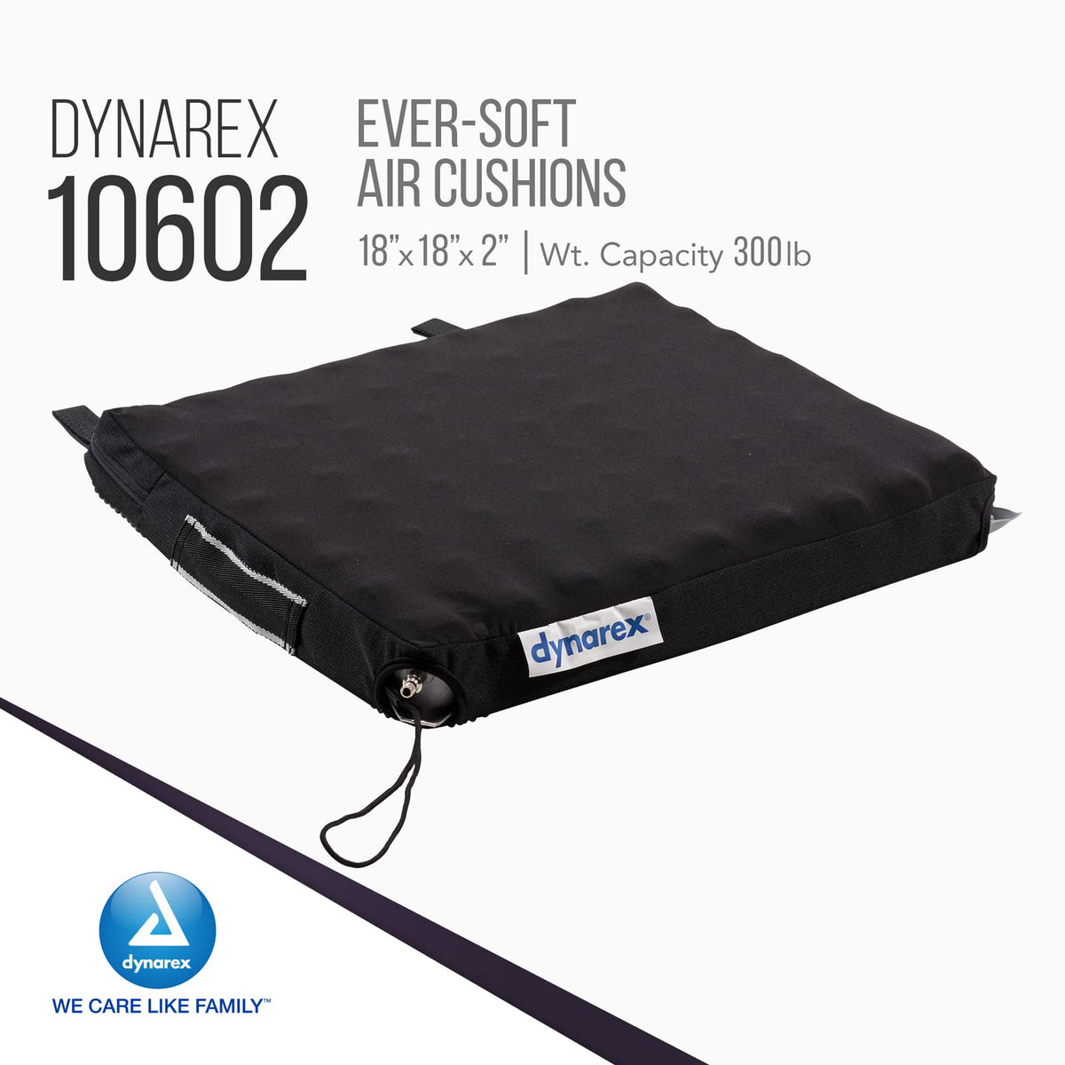 Ever-Soft Air Cushion by Dynarex – 18" Length, 18" Width, 2" Height, Polyvinyl Chloride, Black, Pack of 7, Model 10602-7