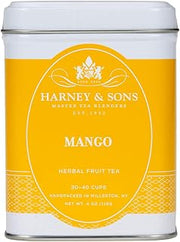 Harney & Sons Mango Fruit Herbal Tea Loose Leaf Tin, 4 oz | Herbal fruit blend with mango, hibiscus, and rosehips. Naturally caffeine-free.