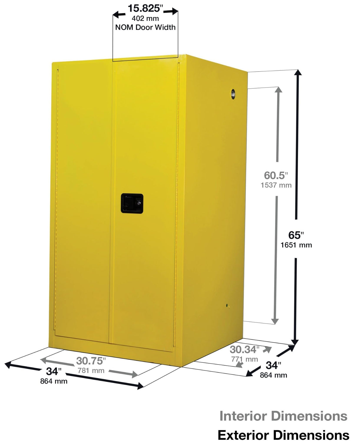 Justrite Yellow / 96 Gallon / Self-Close Cabinets