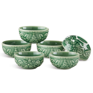 Metahom Christmas Dipping Bowls, Ceramic Set of 6, 3.5 Inch Green