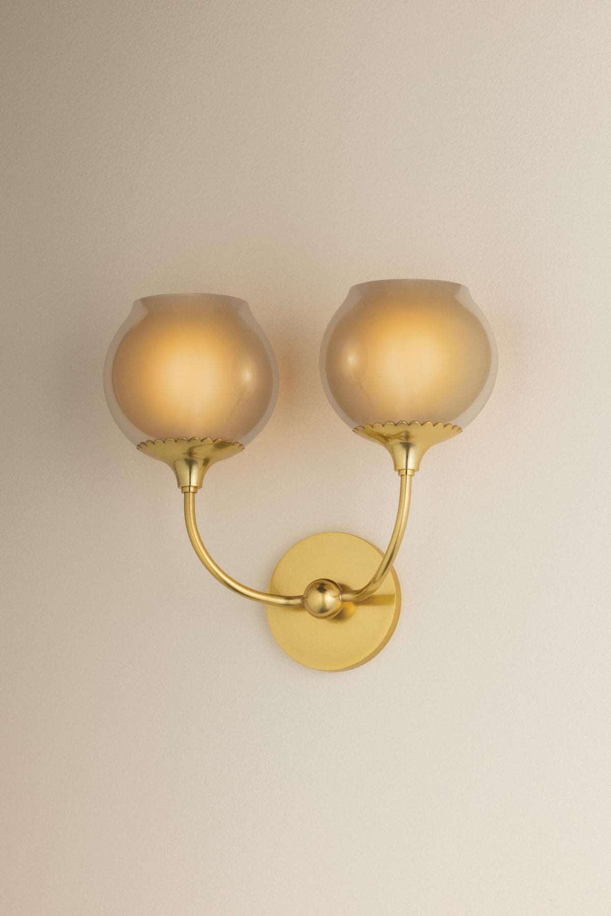 Mitzi Daya 2-Light Wall Sconce | Vogue Style | Aged Brass Finish | Made of Steel & Glass | Damp-Rated for Bathroom Use | 13.75" W x 12.5" H Profile | -AGB by MITZI HUDSON VALLEY