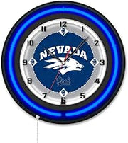 Holland Bar Stool Clk19BKNevaUn NCAA 19 in. Dia. University of Nevada Double Neon Wall Clock Black