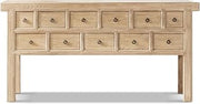 Jennifer Taylor Home Bellamy 70" Solid Reclaimed Elm 11-Drawer Table, Heritage Light Natural Brown Reclaimed Elm