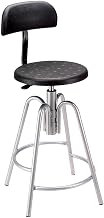 Global Industrial Polyurethane Shop Stool with Backrest Black