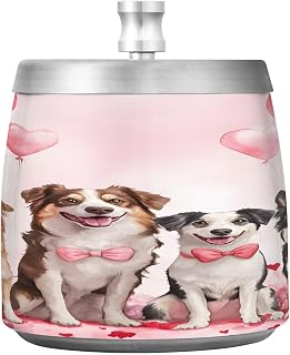 Border Collie Love Heart Splash Ashtray with Lid, Outdoor Ashtrays for Patio