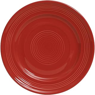 Tuxton China CQA-120 Plate, 12" Diameter, Round, Wide Rim, Microwave and Dishwasher Safe, Oven Proof, Fully Vitrified, Ceramic, Concentrix, Cayenne, Pack of 6