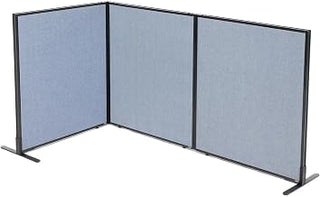 Global Industrial 36-1/4"W x 42" H Freestanding 3-Panel Corner Room Divider, Blue