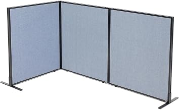 Global Industrial 36-1/4"W x 42" H Freestanding 3-Panel Corner Room Divider, Blue