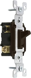 Leviton 15 Amp, 120 Volt, Toggle Framed 3-Way AC Quiet Switch, Residential Grade, Grounding, Quickwire Push-In & Side Wired, 1453-2, Brown