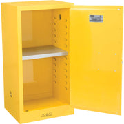 Compact Flammable Storage Cabinet 16 Gallon Capacity 1 Shelf by Global Industrial – 18"L x 23"W x 44"H, Alloy Steel, Yellow, Model SC16F