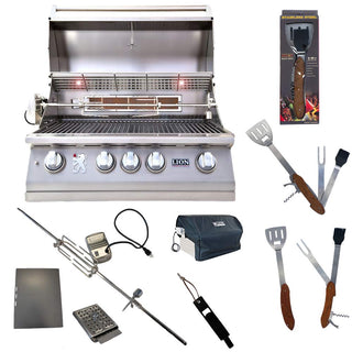 32-inch Natural Gas package deals (Best of Backyard) (Package Deal A) by Lion Premium Grills – Stainless Steel