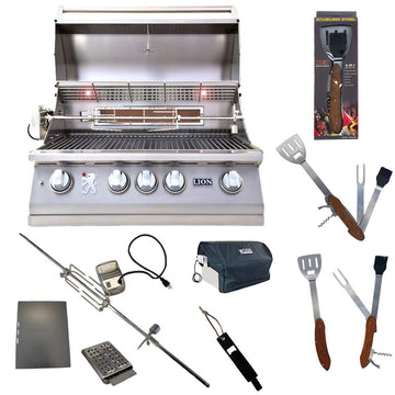 32-inch Natural Gas package deals (Best of Backyard) (Package Deal A) by Lion Premium Grills – Stainless Steel