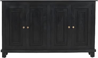 Starlight Canyon Home Solid Mango Wood Sideboard with 4-Door Storage, Buffet Cabinet for Dining Room, Living Room Credenza, Dark Charcoal
