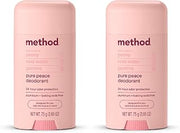 Method Deodorant,Pure Peace,Rose Water,Peonies + Pink Sea Salt notes,24 Hour Odor Protection,2.65 oz,(Pack of 2)