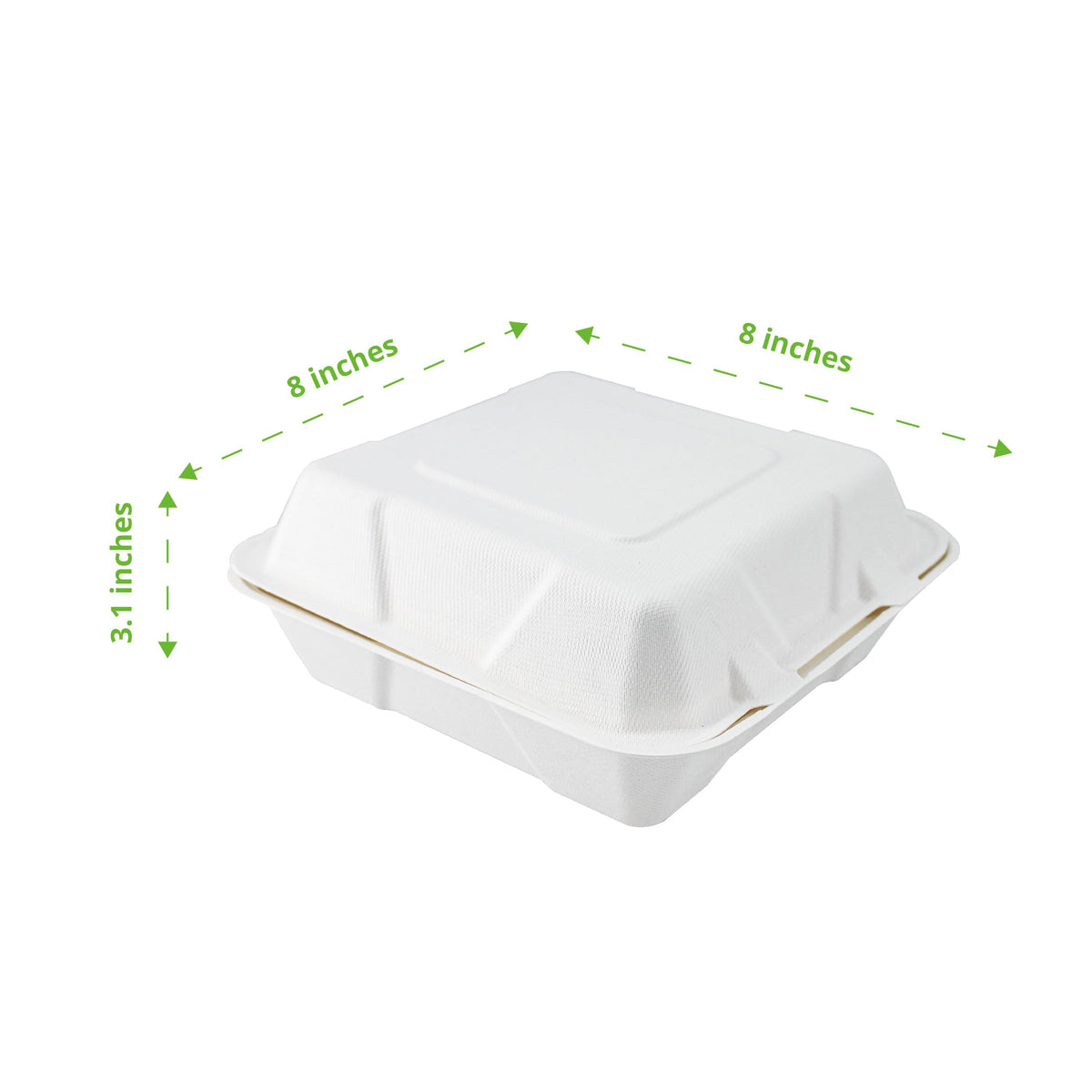 8 inch Hinged Containers by Responsible Products – 5.3 liters, Other, Classic White, Model RP-8X8HC-NPAW-200