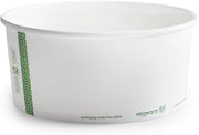 Vegware Compostable 48oz PLA Lined Paper Food Bowls, Case of 300, Disposable, White Wide Round Soup Containers, Renewable Plant-Based, 185-Series Lids Available