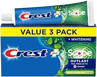 Crest Complete Whitening + Scope, Long Lasting Mint Toothpaste, Triple Pack (3 Count of 5.4 oz Tubes), 16.2 oz